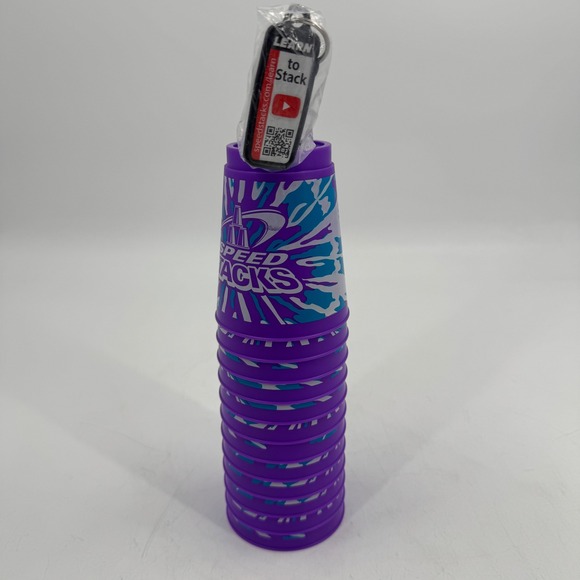 Speed Stacks Purple Teal Sport Stacking Cups Set with Learn to Stack Keyring - Picture 1 of 6